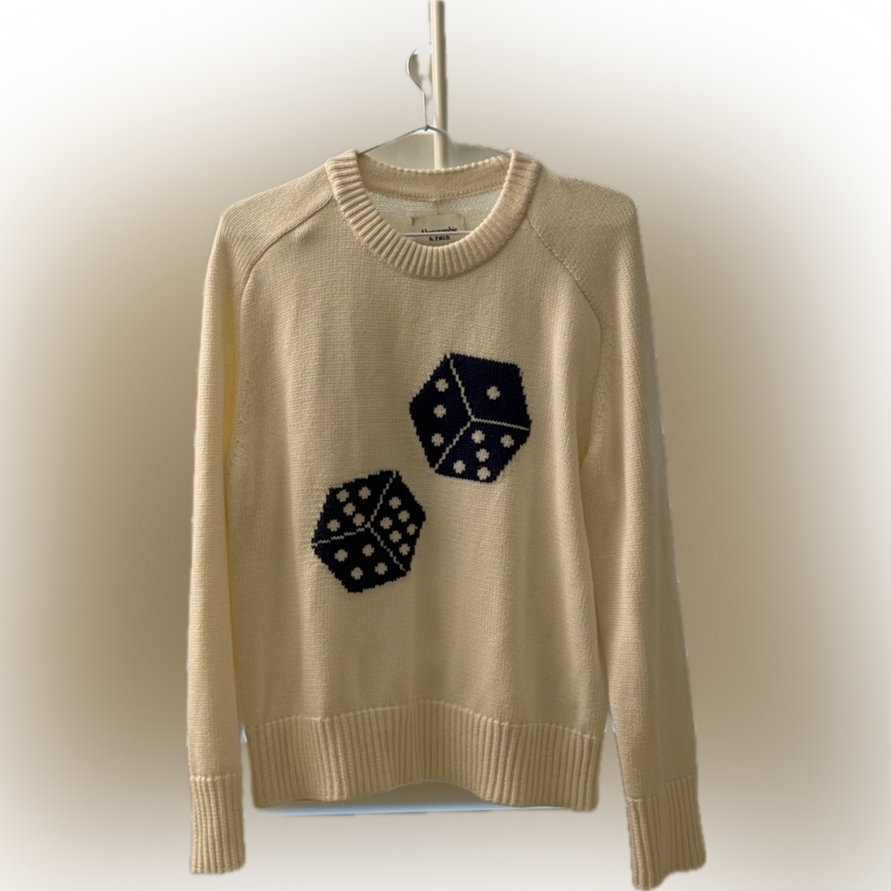 Abercrombie & Fitch Cream Dice Graphic Knit Sweater Size S